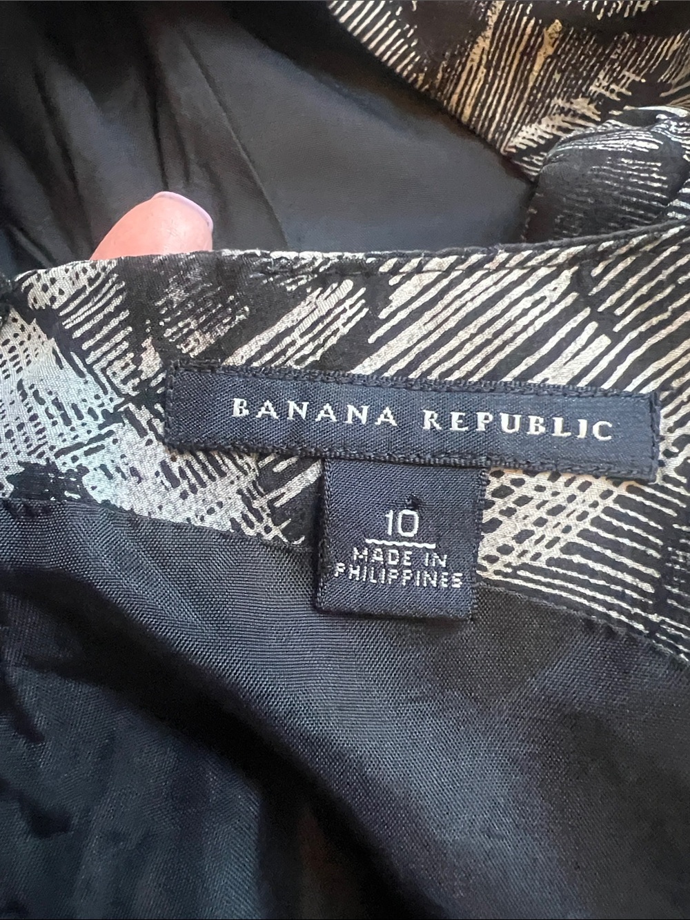 Banana Republic Sz 10 Silk/Wool Black/Light Gray Abstract Sleeveless Dress - Picture 9 of 11